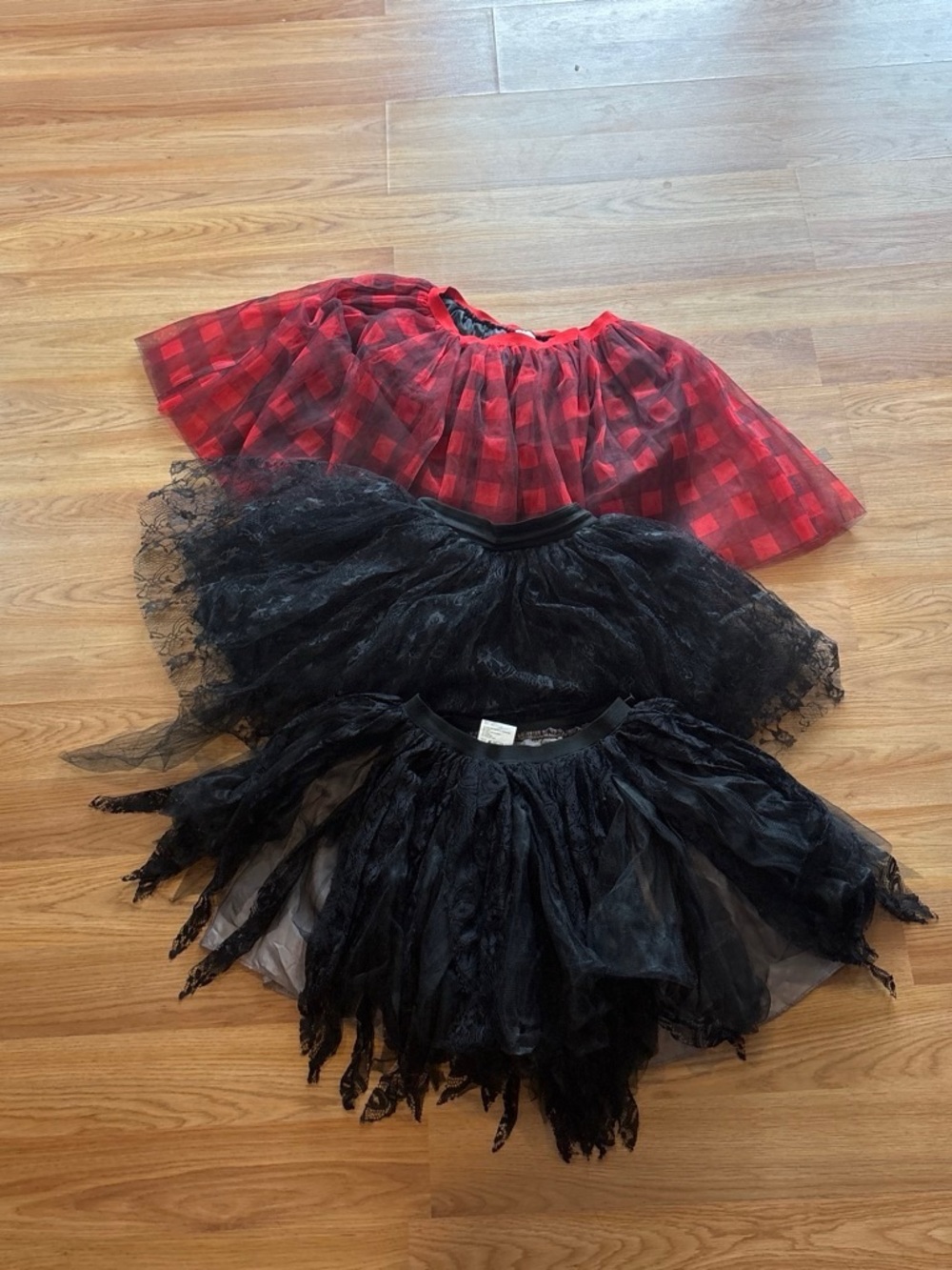 Red Plaid & Black Halloween Tutu Costume Skirts Set